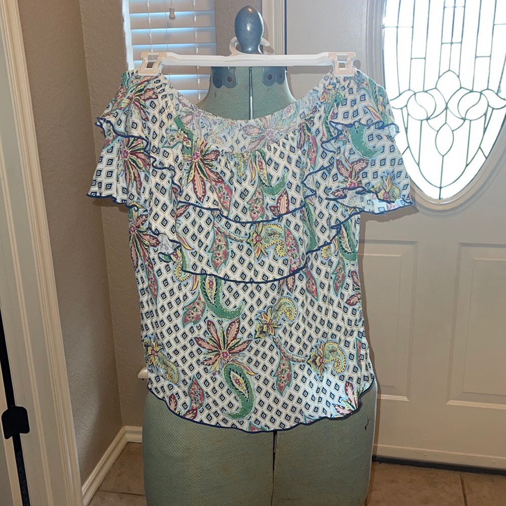 Zara Off-The-Shoulder Paisley Top